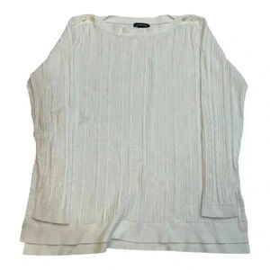 Lands End Tunic Style Boat Neck Cable Sweater Size XL